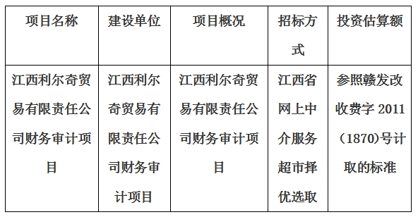 江西利尔奇贸易有限责任公司财务审计项目