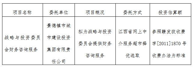 战略与投资委员会财务咨询服务计划公告　　　　　　