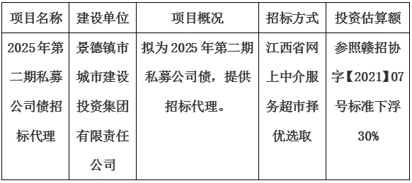 2025年第二期私募公司债招标代理计划公告